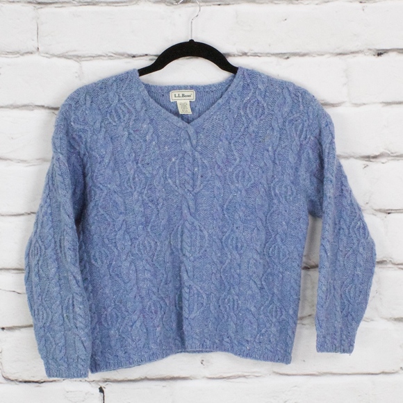 L.L. Bean Sweaters - LL Bean Wool Knit Pull Over Blue Sweater Size L